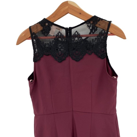 Forever 21 Dress Medium Maroon Black Lace Sleeveless Sheath Above Knee Career - Picture 3 of 5